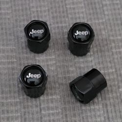 for Jeep in Black on Black Aluminum Tire Valve  Caps