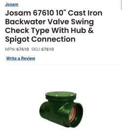 Josam 67610 10" Cast Iron Backwater Valve