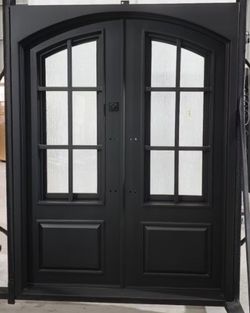 Modern style iron double entry door