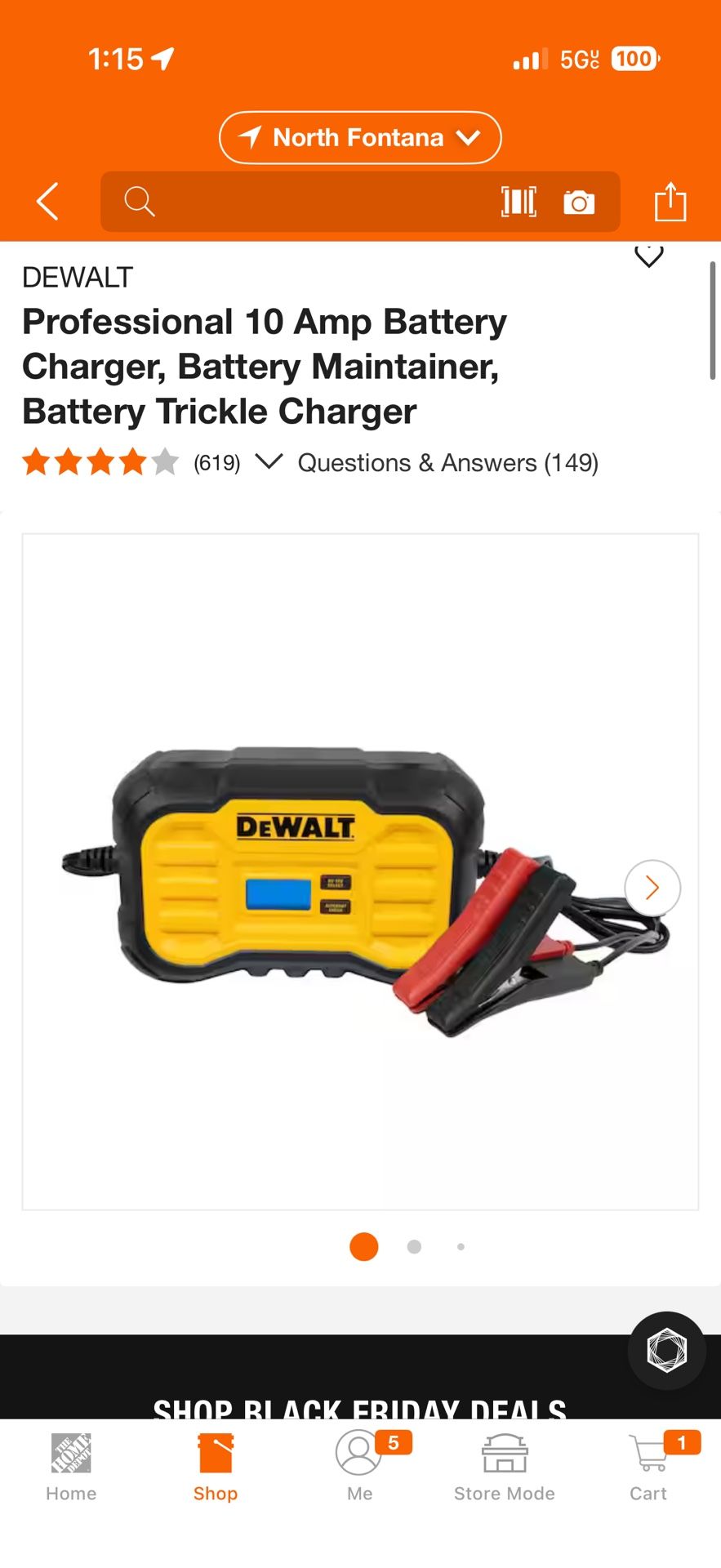 DEWALT Professional 10 Amp Battery Charger, Battery Maintainer, Battery Trickle Charger