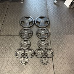 NEW Rubber Coated Olympic Grip Plates Weight Plates Set