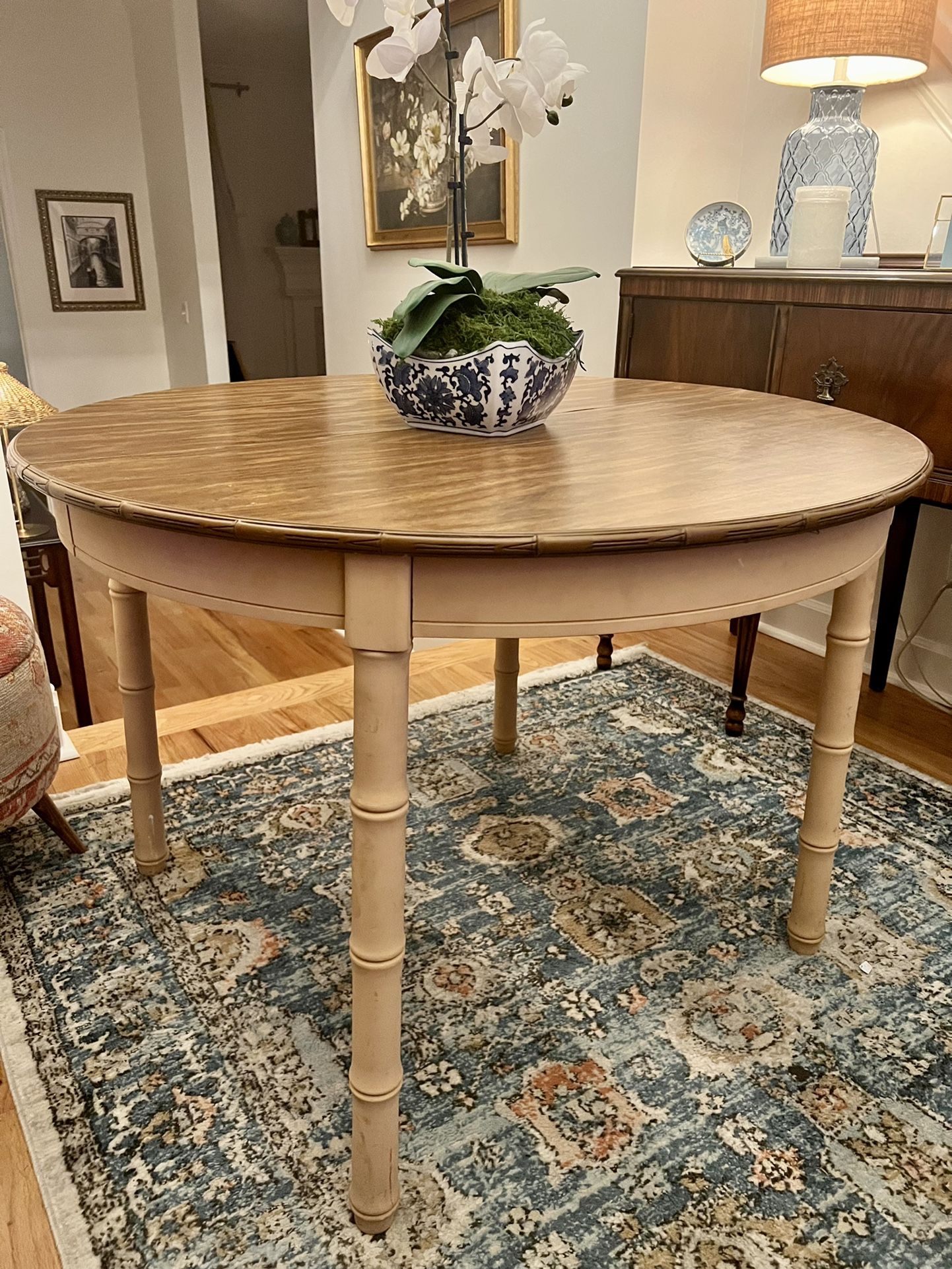 Bamboo Style Dining Table w/ Leaf