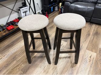 Bar stools  dark wood and light brown top