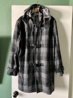 Men’s Black/Gray Pea Coat Large