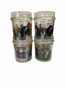Lot Of 4 Joe Camel Plastic Drink Cups Hard Pack Vintage 1994 Thermo Serv 4 1/2"