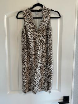 Tommy Bahama Leopard Linen Sleeveless Dress with Pockets Size XS