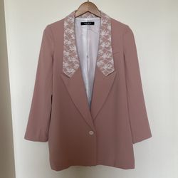 Lace trim collar blazer