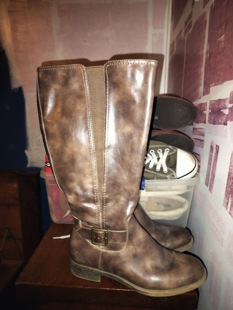 Brown Leather Womens Riding Boots