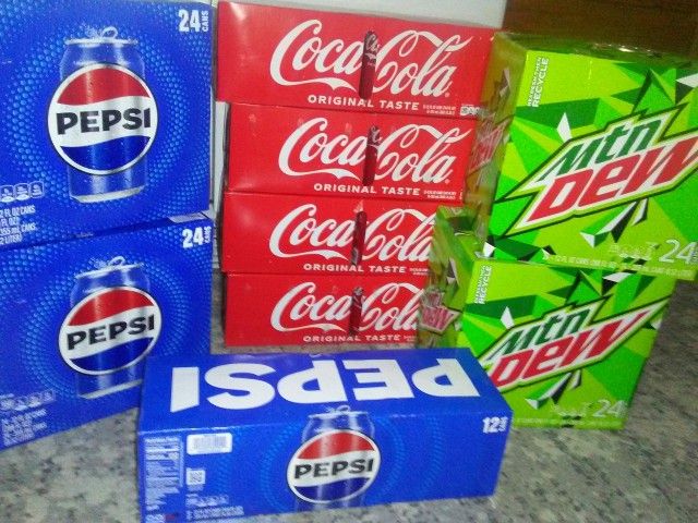 Pop! Mountain Dew, Pepsi, Coke! 12 pks $6 or 24 pks $12