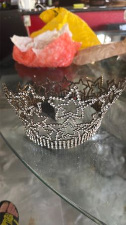 Antique Crystal Metal Tiara Crown