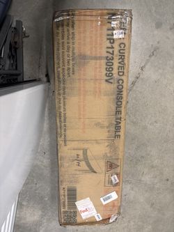 Navy Curved Console Table with 3 Fluted Drawers - Brand New in Box