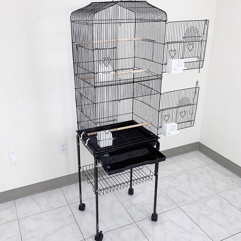 (New in box) $60 Small to Medium Bird Cage 60” Tall Parrot Parakeet Cockatiel Bird Cage 18x14x60” Rolling Stand