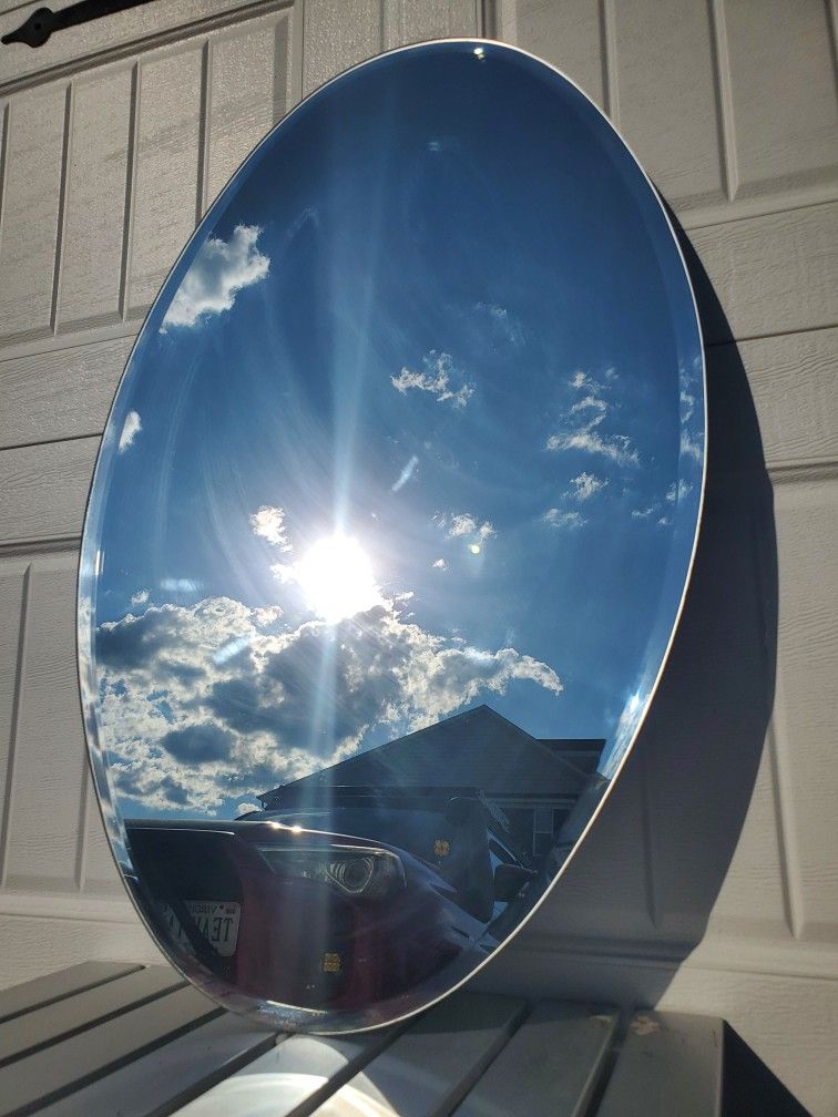 Beveled Frameless Oval Mirror