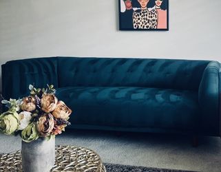 Wayfair Willa Arlo Emerald Green Velvet Tuxedo Sofa - Great Condition!