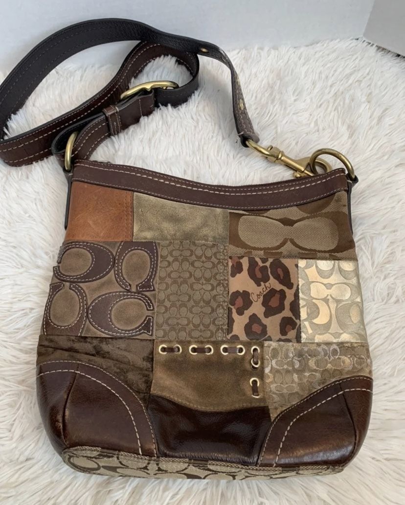 Vintage Coach Patchwork Shoulder Bag Crossbody Purse