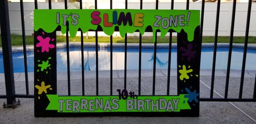 Slime theme birthday photo frame