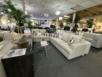 Brand New Light Gray Fabric Sofa and Loveseat Set