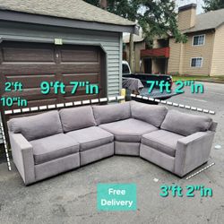 Free Delivery | Gray Macy's Radley 4 Piece Modular Fabric Sectional Sofa/ Couch 