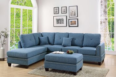 2 Piece Blue Sectional Sofa F6512