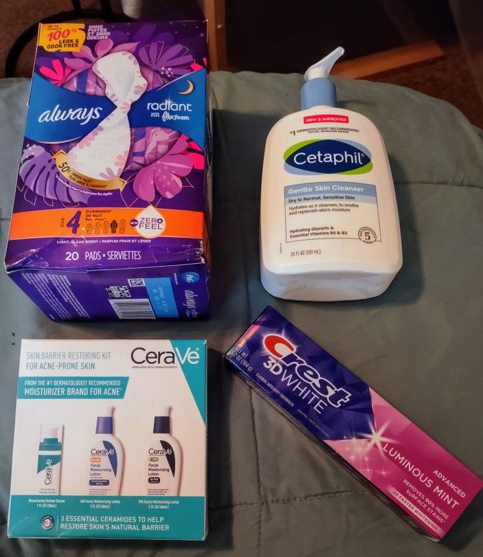 Cetaphil , CeraVe, Crest, Always Bundle