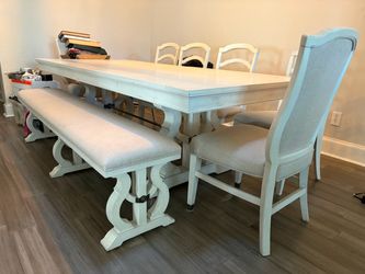 Farm house Dining Table 6 chairs, Table and Bench