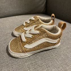 New Infant Girl Glitter Gold Vans Sz.2c