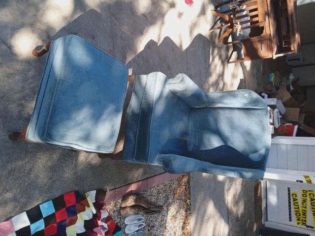 Blue Chair With Ottoman