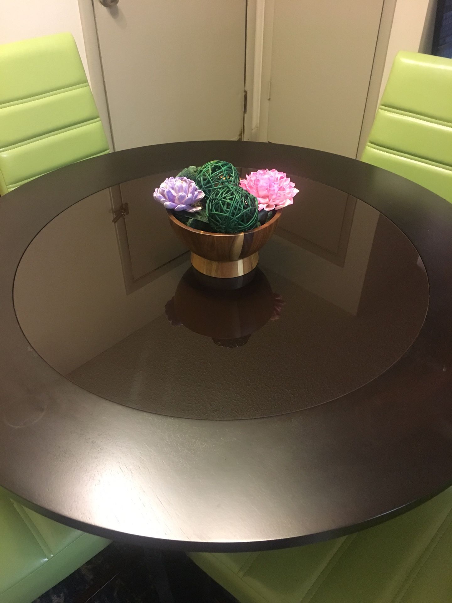 Espresso round kitchen table