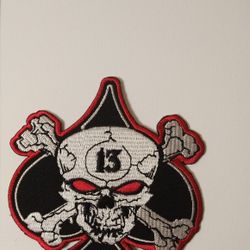 Spade Skull Bones 13 Embroidered Iron on Sew on Patch