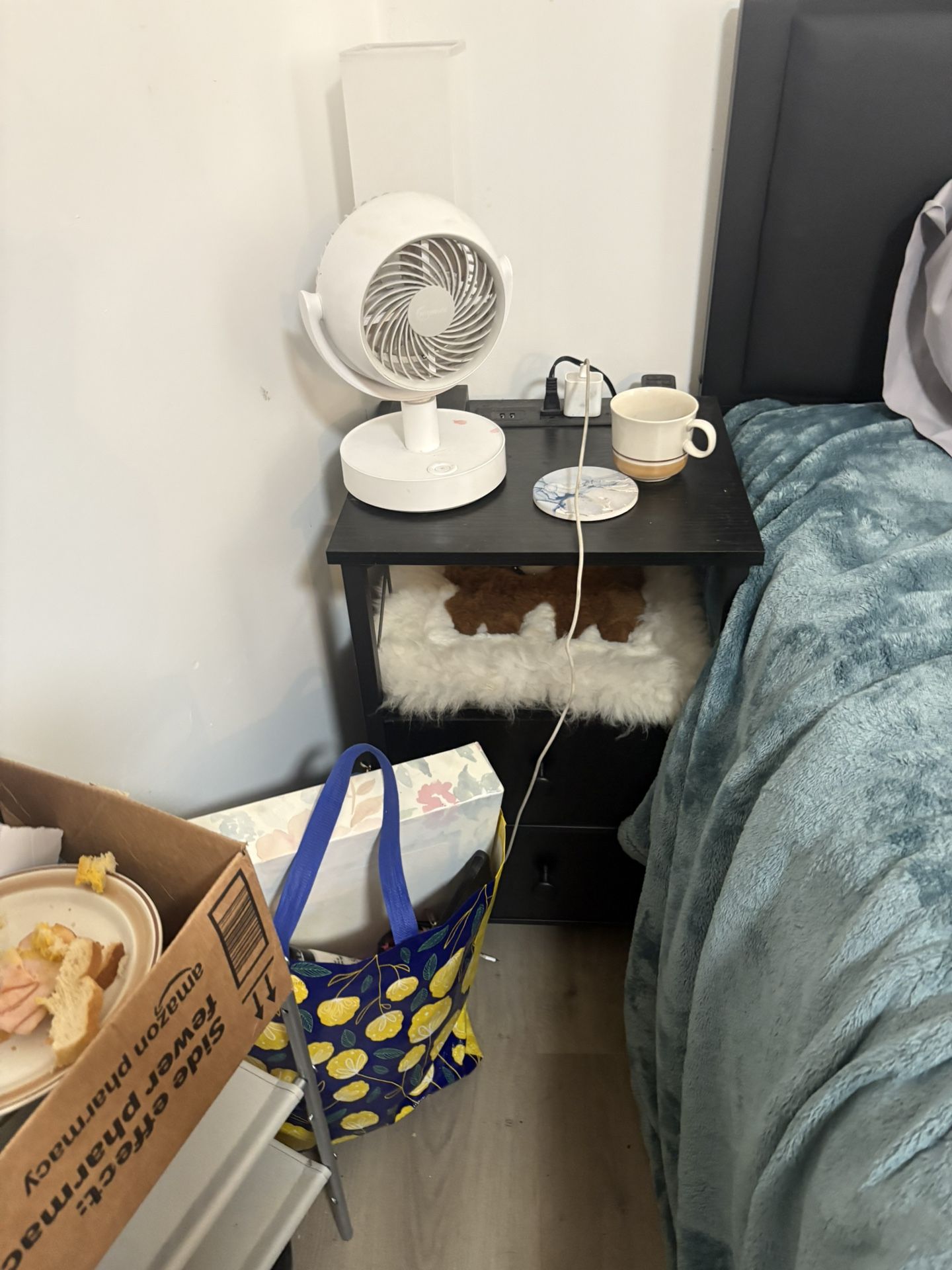 Two black nightstands