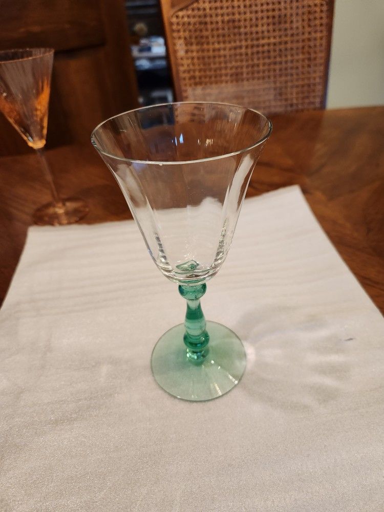 Antique Wine Glass- Green