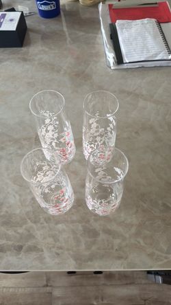 Floral Drinking Glasses Set of 4