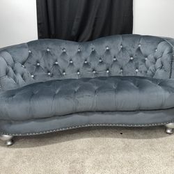Designer Contoured Velvet Loveseat