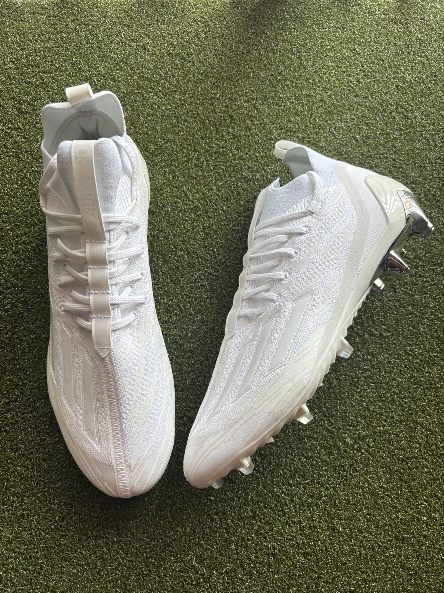 Adidas Adizero PrimeKnit White/Metallic Silver Football Cleats Size 13