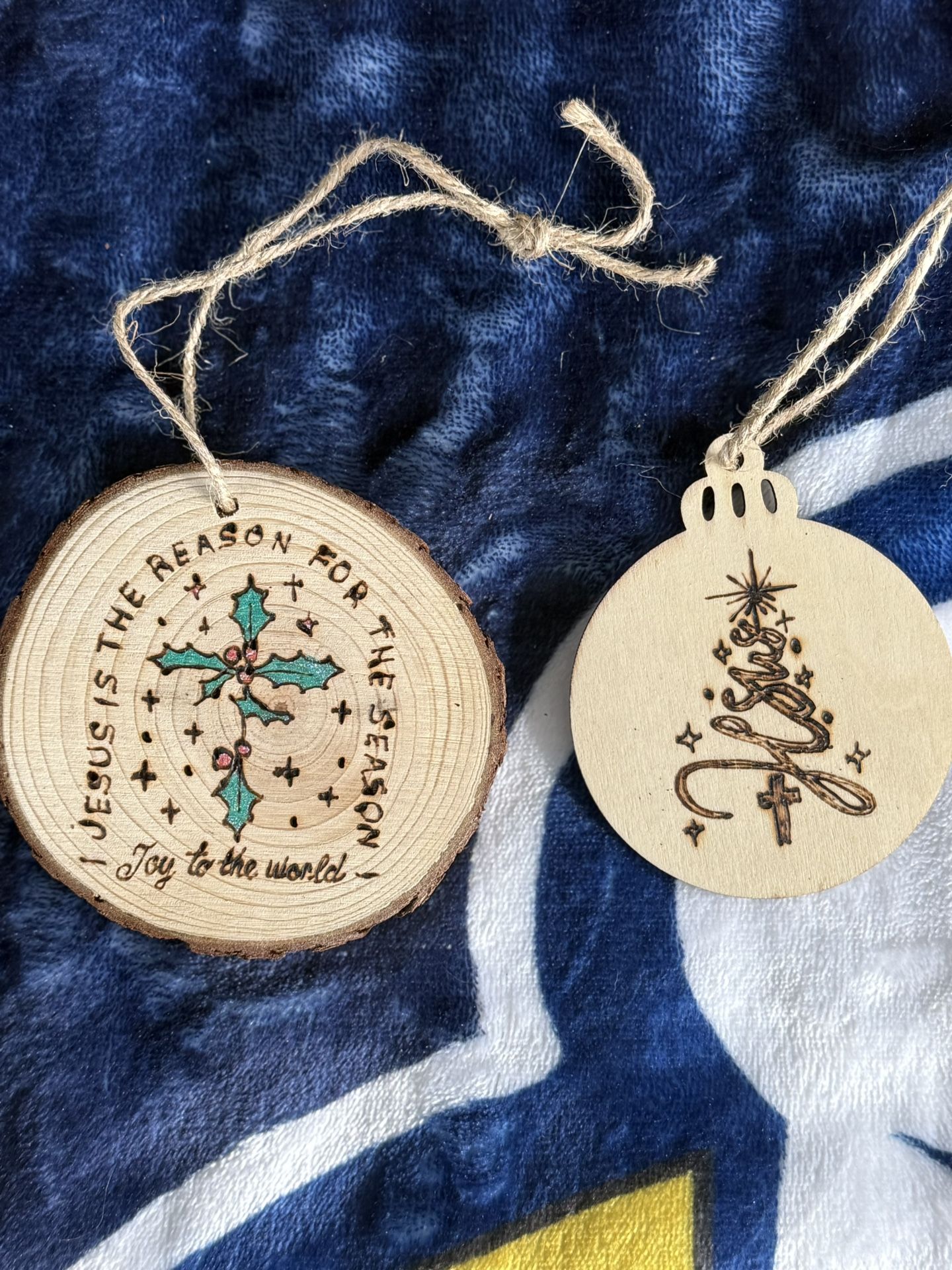 Woodburned Religious Ornaments