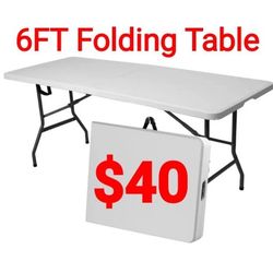 6ft Plastic Folding Table- White, For Sale, Portable Dining Table Indoor Outdoor with Carrying Handle, Locks,
Picnic Table, Party, Events And More