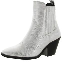 DV Dolce Vita Women's Silver Brazos Western Cowgirl Boot Bootie Size 8