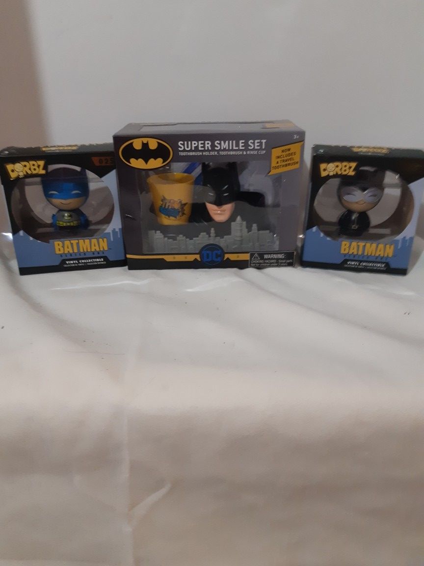 Lot of Batman Collectibles, Batman Super Smile Set, and Superman’s Lex Luther Action Figure