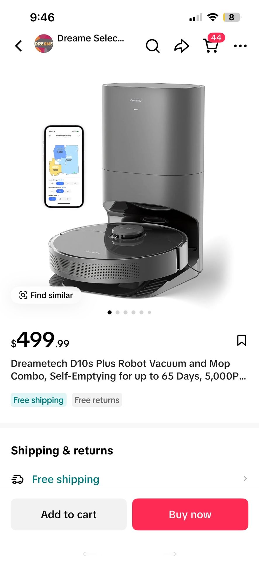 Dreametech D10s Plus Robot Vacuum and Mop Combo