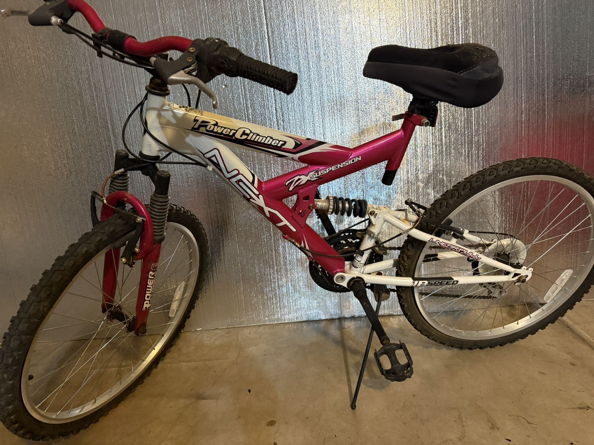 NEXT Power Climber 18-Speed Full-Suspension Mountain Bike – Needs TLC & New Seat