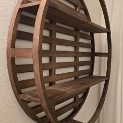 Round Wooden Wall Shelf