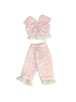 Light Pink with Bows Print Pajamas from Vintage 1995 Mattel “Barbie Sleep ‘N Fun Fashions #68021-92”