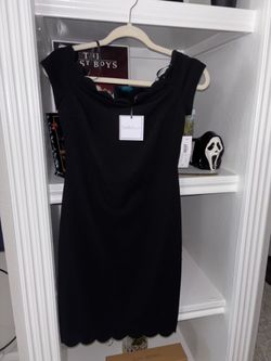 Black Dress - Scalloped off the shoulder