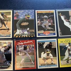 Rickey Henderson Lot Of 8 Baseball Cards