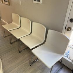 4 White Leather IKEA Bernhard Dining Chairs