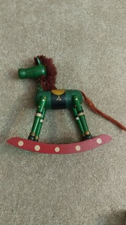 Real wood rocking horse ornament