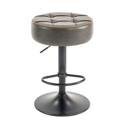 Purgreen Modern Adjustable Height Swivel Circular Bar Stools,360°Counter Height Swivel Chair,Comfortable Faux Leather Seat,Ideal For Home Kitchen Isla