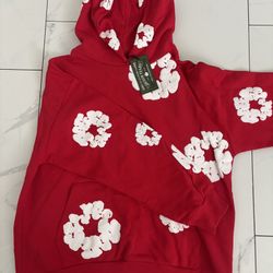 Brand New Red Demin Tears Hoodie
