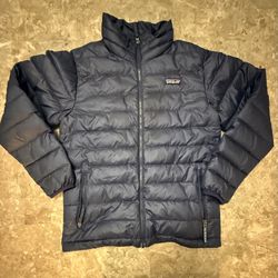 Patagonia Kid Medium Puffer Jacket Navy Blue Insulated Duck Down