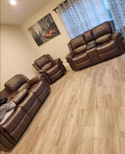 Sofa set 3pcs recliner manual nuevos en caja